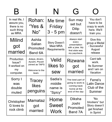 Q3 Team Updates and Relatable Daily fun Bingo Card