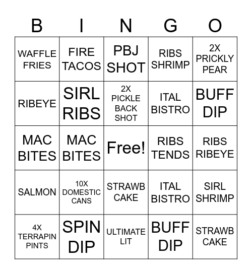 THURSDAY Bingo Card