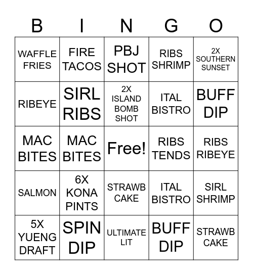 FRIDAY Bingo Card