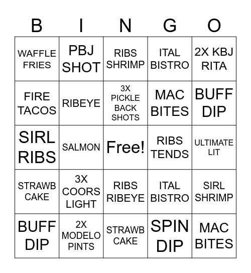 SATURDAY Bingo Card