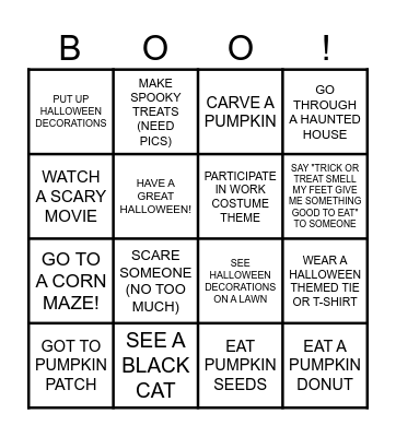 HAPPY HALLOWEEN Bingo Card