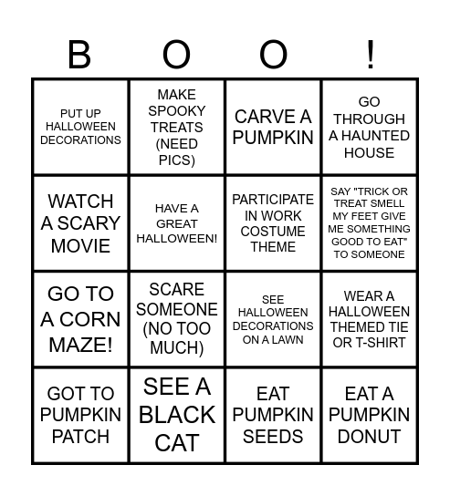 HAPPY HALLOWEEN Bingo Card