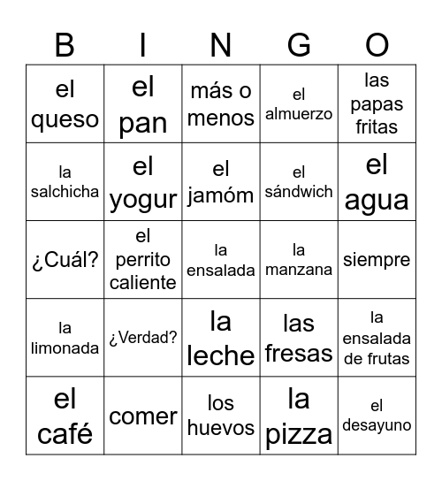 Auténtico 3A Bingo Card
