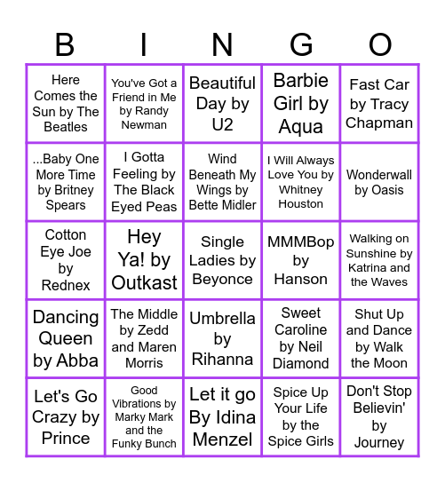 Songs You Should Know Music Bingo Card