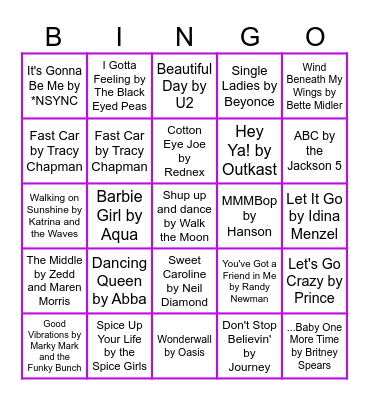 Songs You Should Know Music Bingo Round 2 Bingo Card