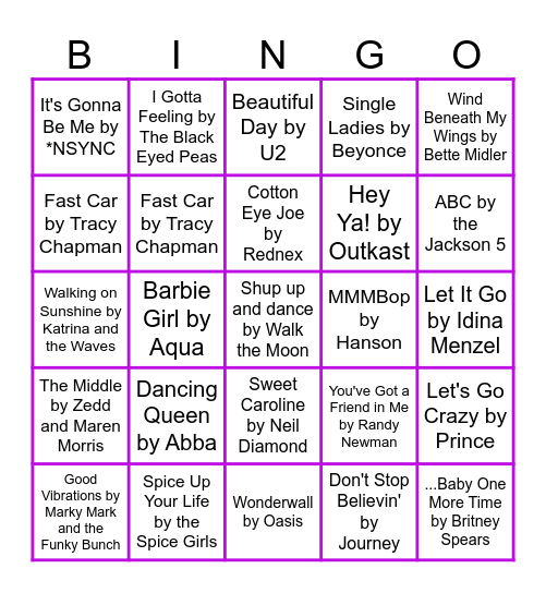 Songs You Should Know Music Bingo Round 2 Bingo Card