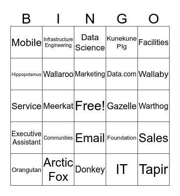SALESFORCE CLOUD BINGO Card