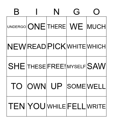 DOLCH BASIC SIGHT WORDS Bingo Card