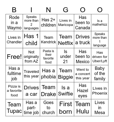 Ice-Breaker Bingo Card