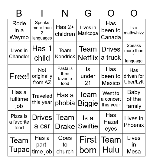 Ice-Breaker Bingo Card