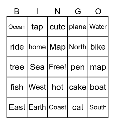 Long and Short Vowel Sound Words Bingo Card