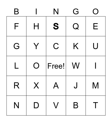 Alphabet bINGO Card