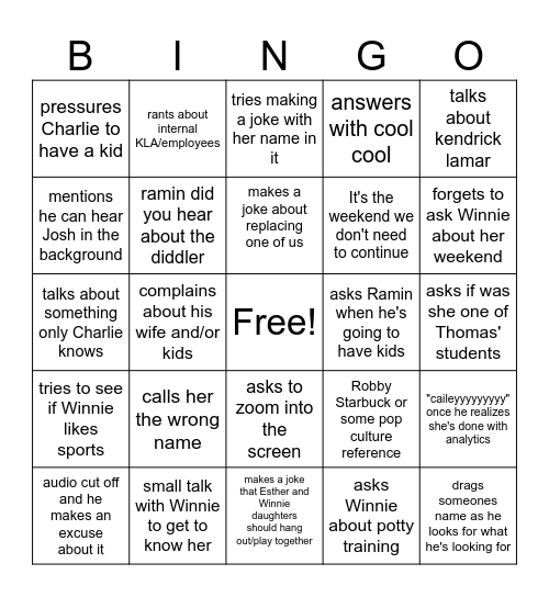 Julian Quotes Bingo Card