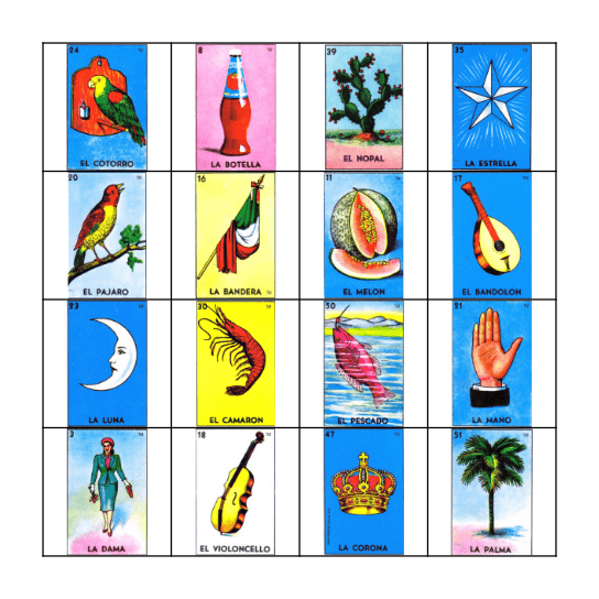Phx - National Hispanic Heritage Month Loteria! Bingo Card