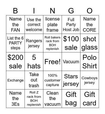Rally Frisco Bingo Card