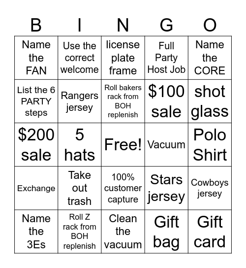 Rally Frisco Bingo Card