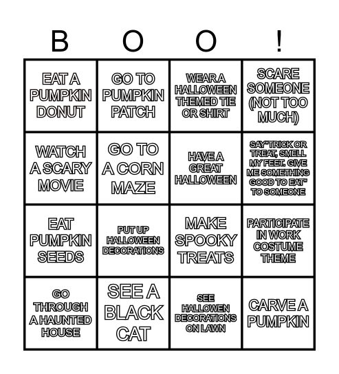 HAPPY HALLOWEEN!! Bingo Card