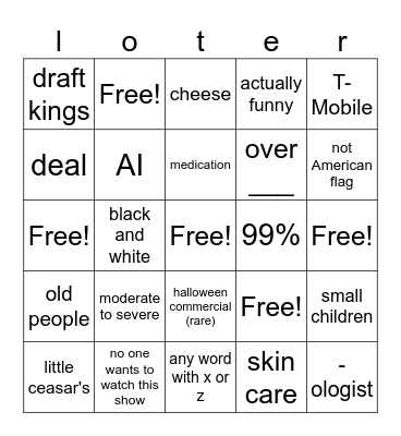 Commercial Loteria! Bingo Card