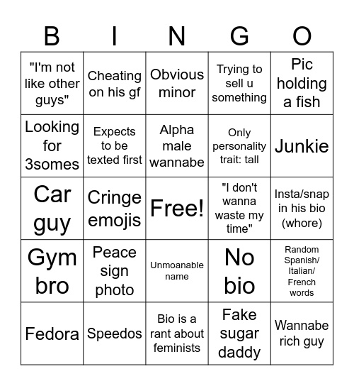 Tinderu Andrushkei Bingo Card
