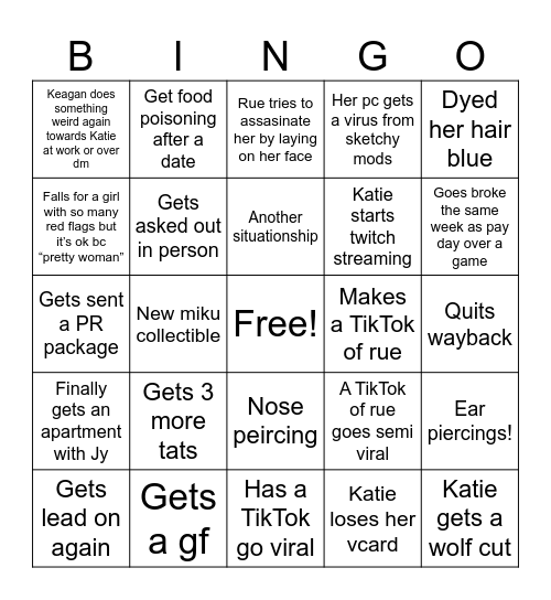 Katie Bingo Card