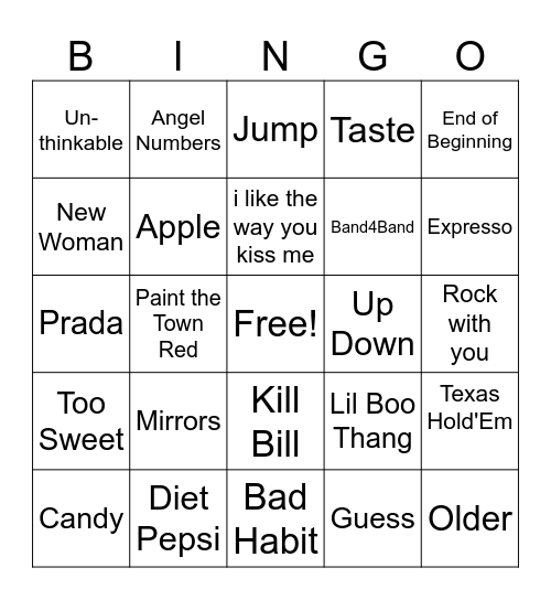 Tik Tok Bingo Card