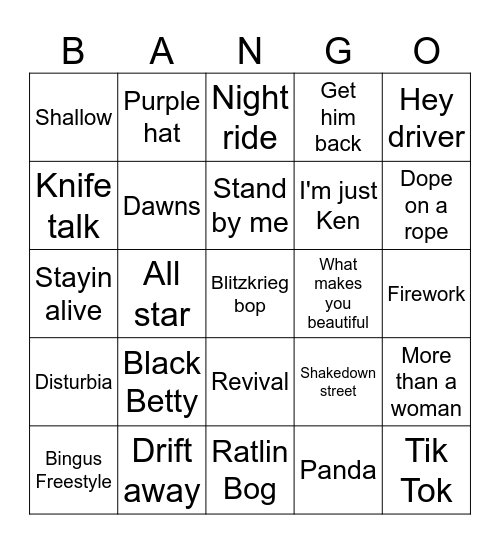 Marc Singo Bingo Card