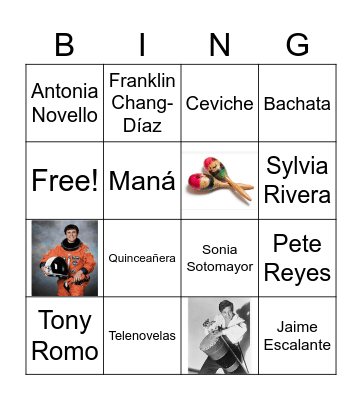 Hispanic Heritage Month Bingo Card