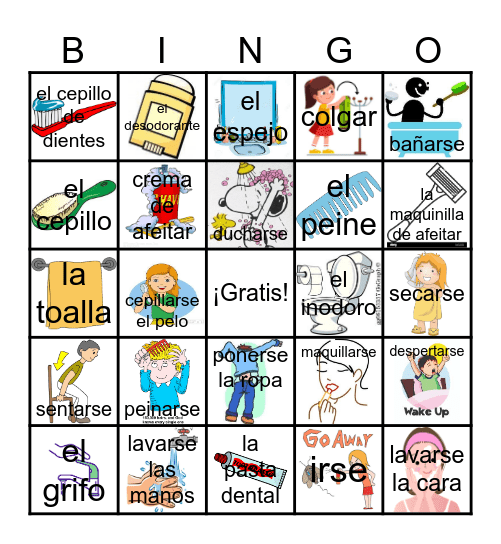 CCHS--Spanish 2, Unit 1 La rutina diaria Bingo Card