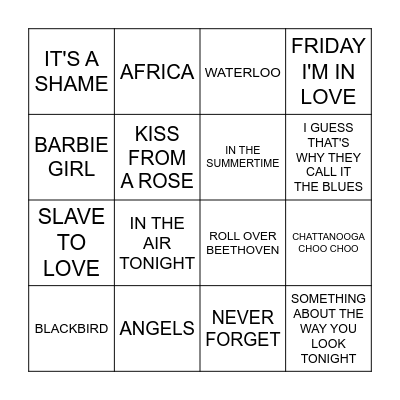 MUSICAL BINGO Card