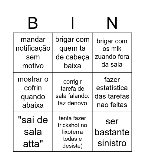 gabriel Bingo Card