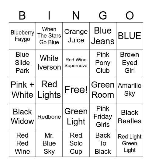 Colors! Bingo Card