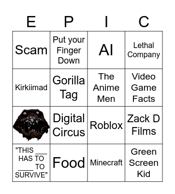 YouTube Bingo Card
