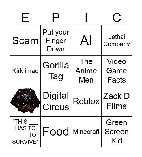 YouTube Bingo Card