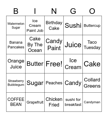 Who's Hungry? Bingo Card