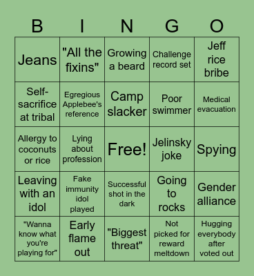 Survivor Bingo Card