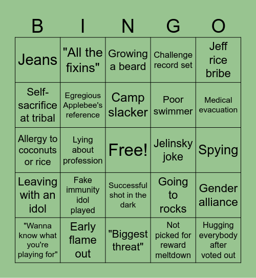 Survivor Bingo Card