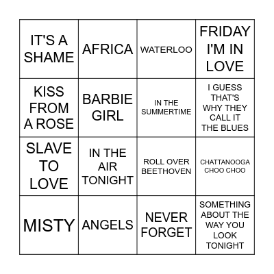 MUSICAL BINGO Card