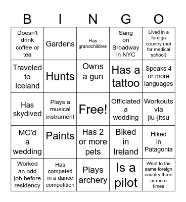 Find Someone Who.... Bingo Card
