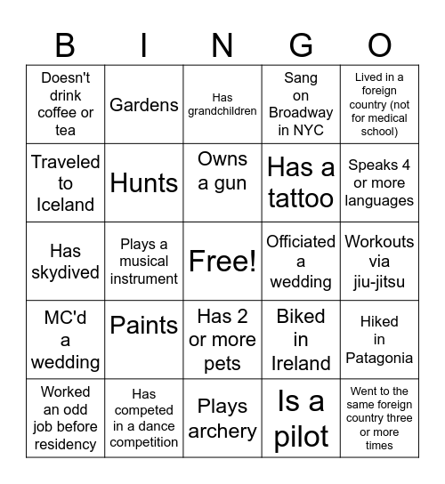 Find Someone Who.... Bingo Card