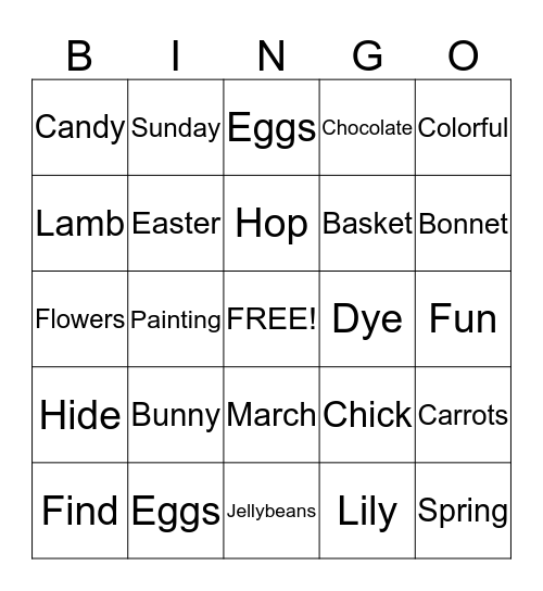 Easter Bingo Card