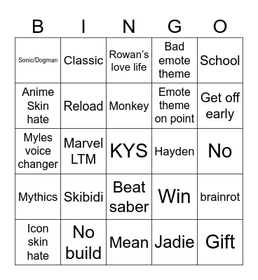 Untitled Bingo Card