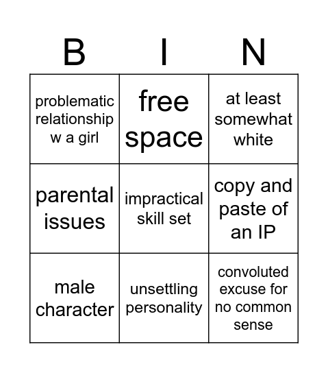 Aaron Bingo Card