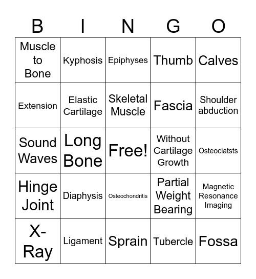 MSK BINGO Card