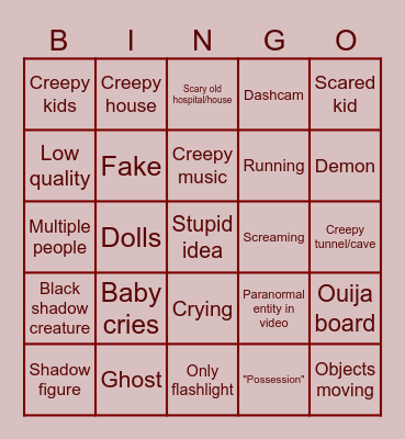 SCARY BINGO Card