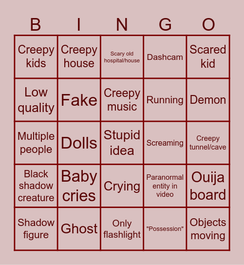 SCARY BINGO Card