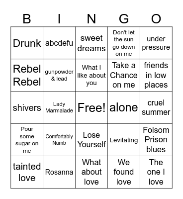 MINGO Bingo Card