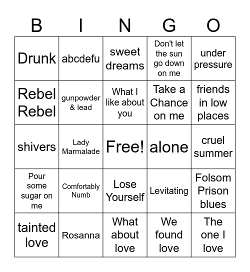 MINGO Bingo Card