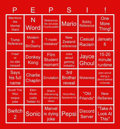 ReShanes Direct Bingo Card