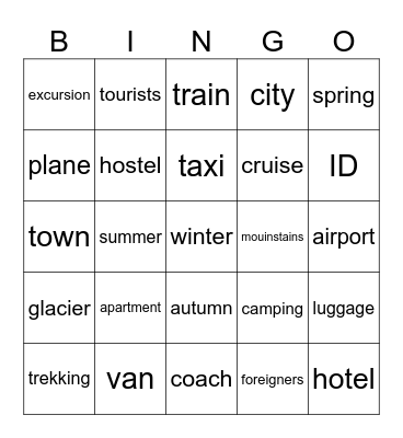 Holidays Vocabulary :) Bingo Card