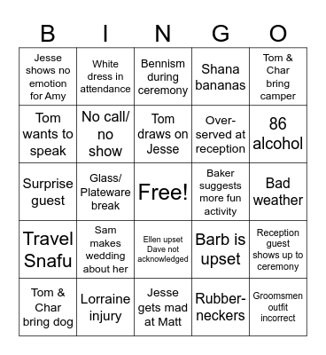 Wedding Bingo Card